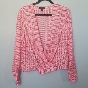 Worthington Feminine Office Wrap Front Surplice Long sleeve blouse large